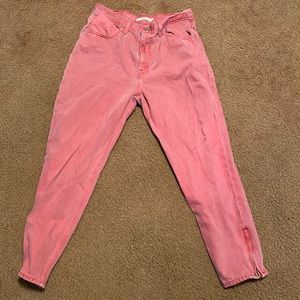 Red Levi mom jeans